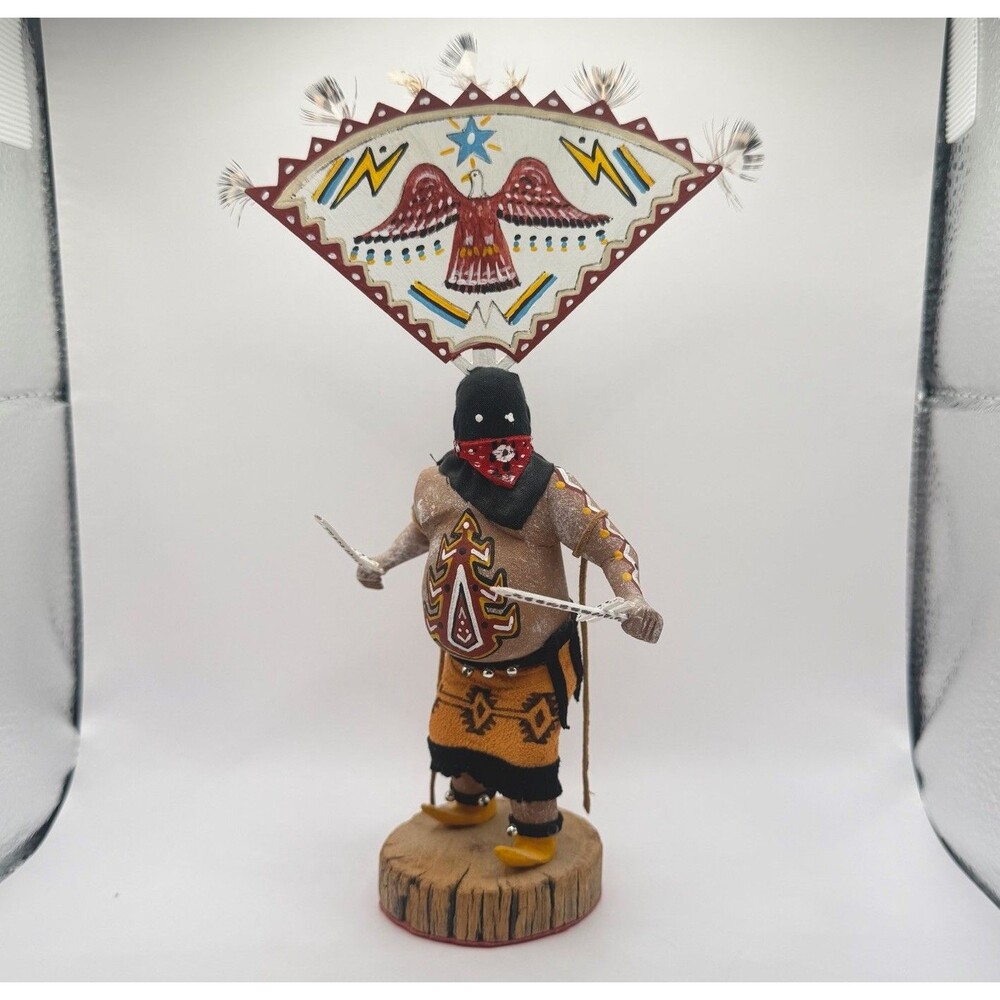 1994 Apache Crown Dancer Gaan Signed NB Native American 8" Wood Native American
